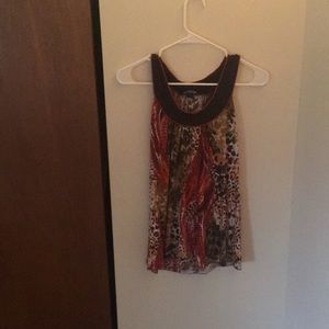 Animal Print Earth Tone Tunic Blouse Size Medium